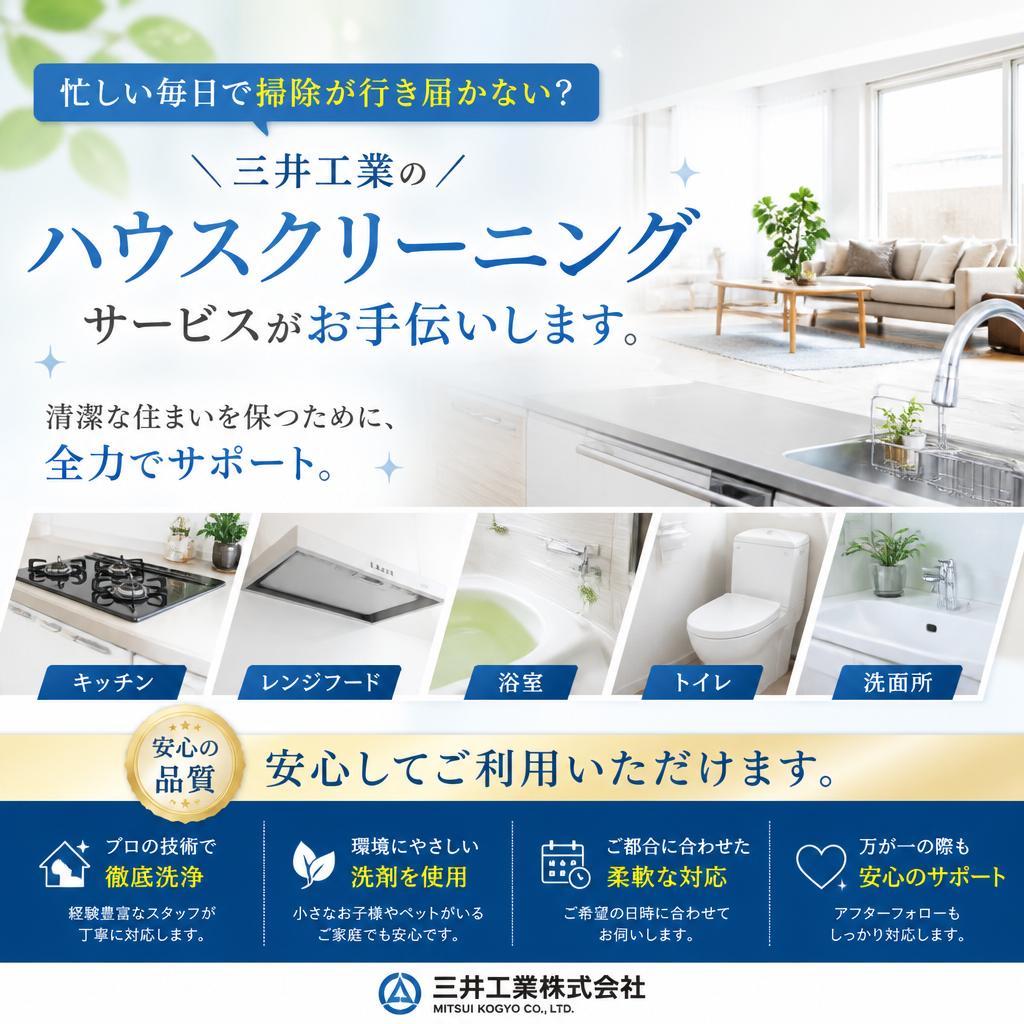 安心・安全なハウスクリーニングも実施中