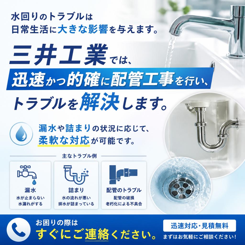 迅速対応の配管工事