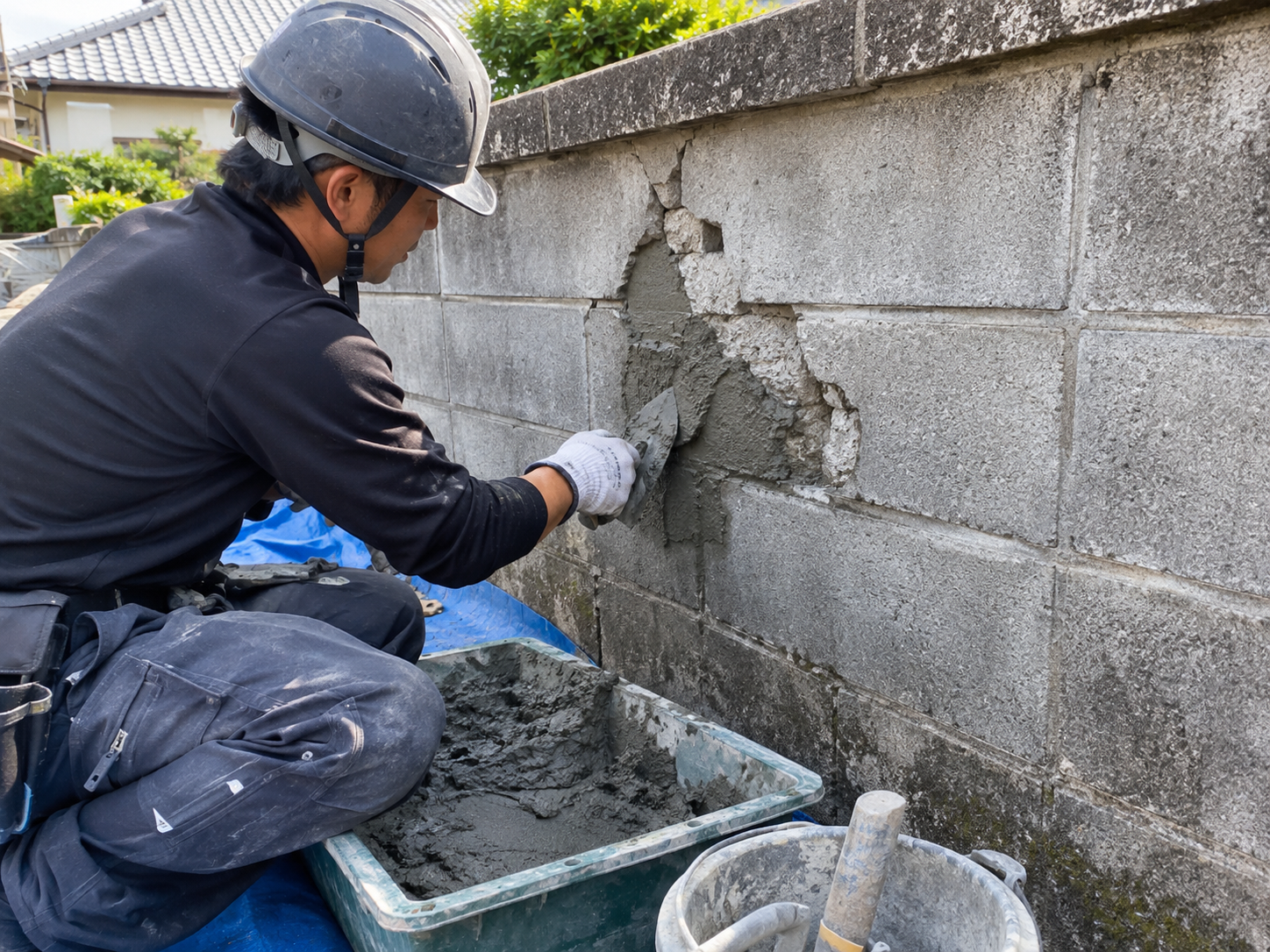 山陽小野田市で快適な住環境を提供する、信頼のブロック塀モルタル補修の三井工業